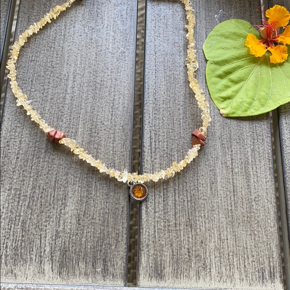 🍊🌿Handmade November Birthstone Rock Necklace🌿🍊 - Picture 3 of 6